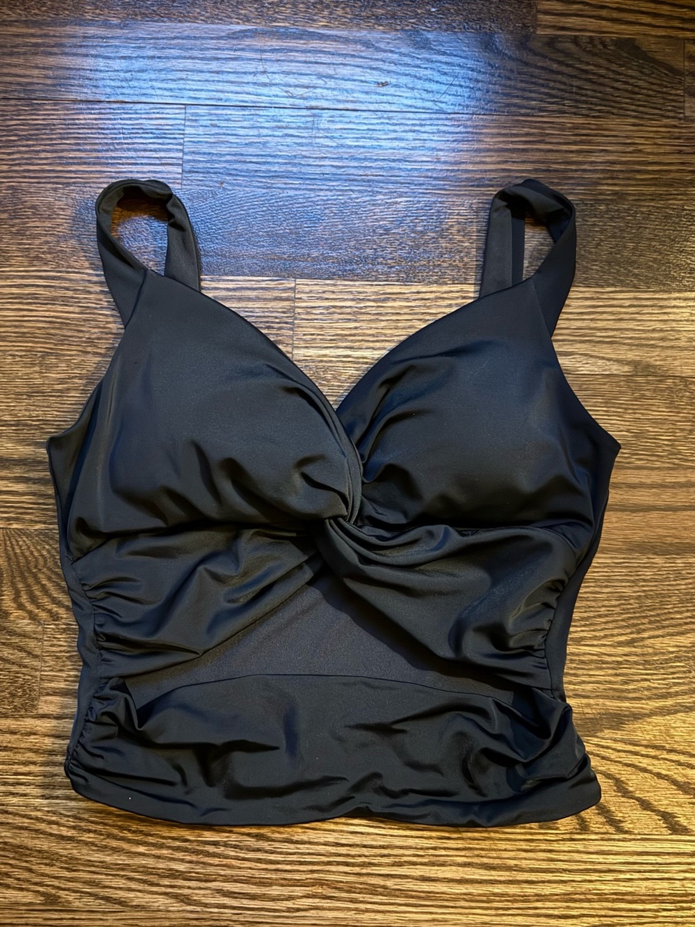 KIAVA Black Twist-Front One-Piece Swim Top